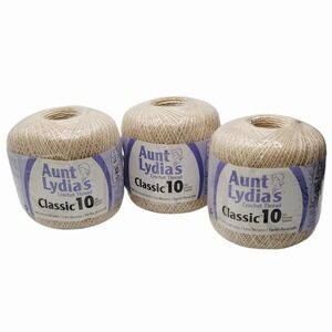 Aunt Lydia's Classic 10 Crochet Thread Lot 3 Ecru Natural Cotton Mercerized 1200
